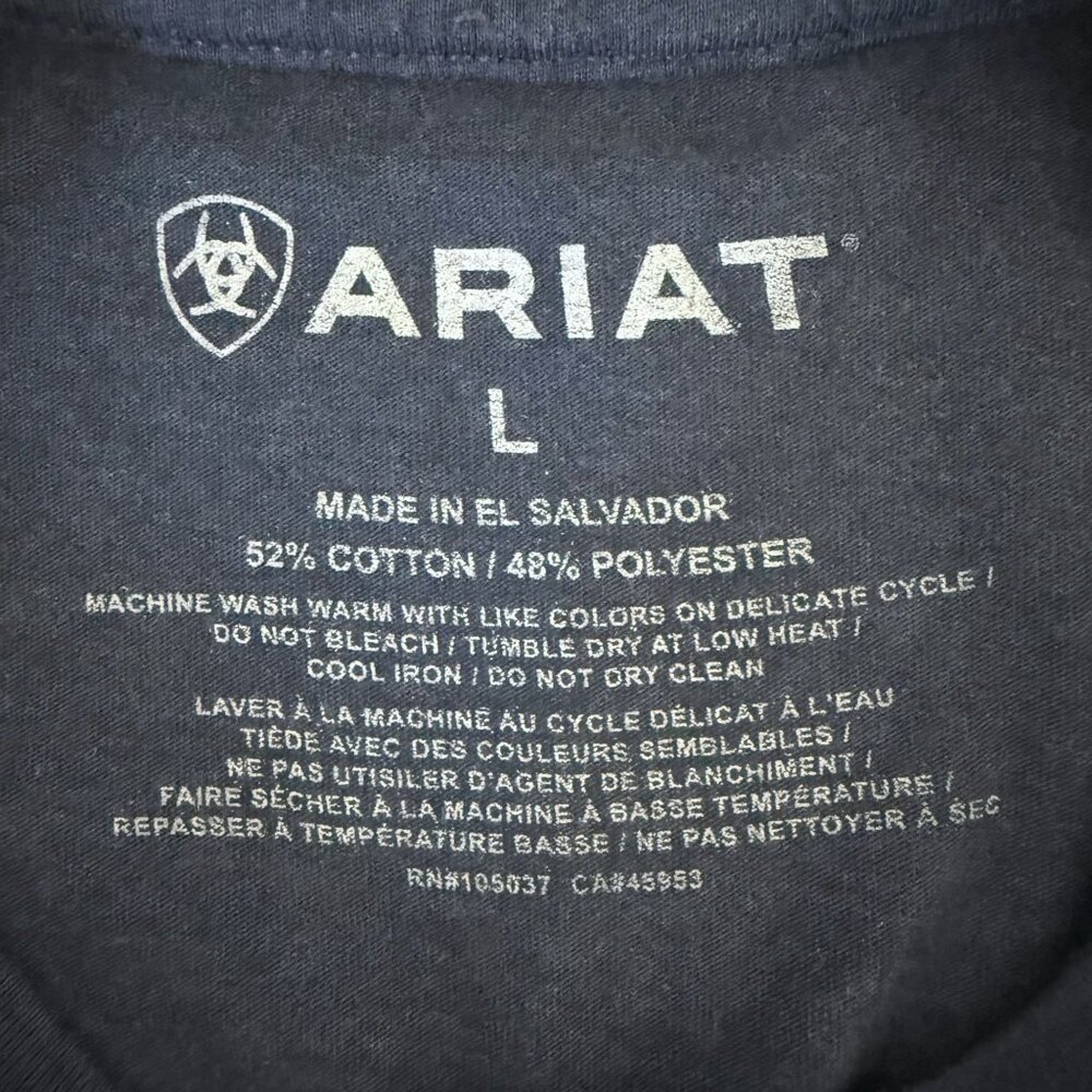 Ariat Vertical American Flag T-Shirt Blue Men's Large Short-Sleeve Graphic Tee - Picture 8 of 10